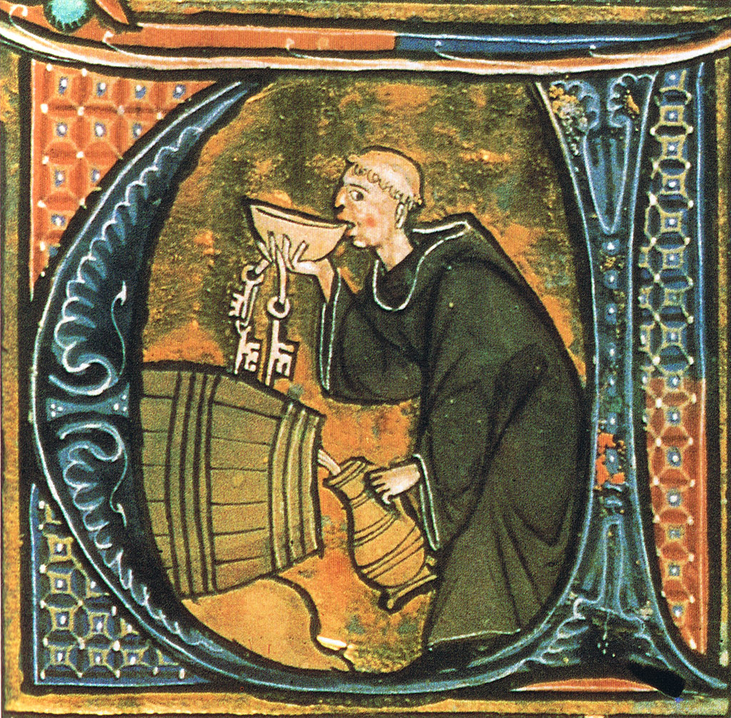 Monk sneaking a drink